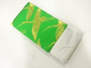 未使用品　群鶴模様織出しリバーシブル半幅帯